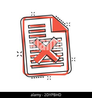 Document error icon in comic style. Broken report cartoon vector illustration on white isolated background. Damaged splash effect business concept. Stock Vector