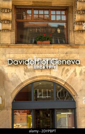 Basel, SWITZERLAND - July 1, 2019: A Davidoff store. It is a maker of fine tobacco products and accessories including cigars, cigar accessories, pipes Stock Photo