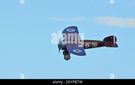 Reproduction 1917 Bristol M1C WW1 monoplane in flight Stock Photo