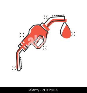 Fuel pump icon in comic style. Gas station cartoon sign vector illustration on white isolated background. Petrol splash effect business concept. Stock Vector