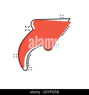 Share button icon in comic style. Arrow cartoon sign vector illustration on white isolated background. Send file splash effect business concept. Stock Vector