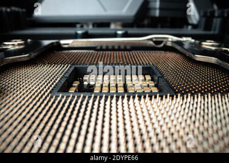 Ports and outputs at computer system unit macro Stock Photo