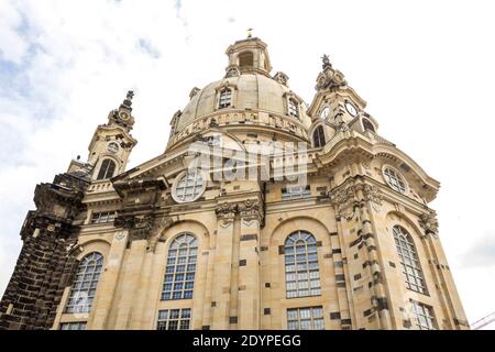 A View of The Dresden Frauenkirche (Evangelical-Lutheran Church of Saxony) in Dresden, Germany. Stock Photo