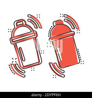 Shaker cocktail icon in comic style. Alcohol bottle cartoon vector illustration on white isolated background. Bar drink splash effect business concept Stock Vector
