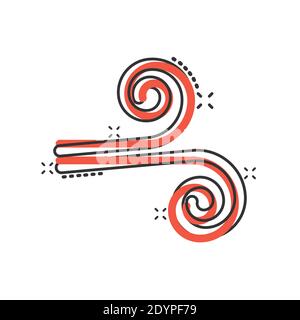Wind icon in comic style. Air cartoon vector illustration on white isolated background. Breeze splash effect business concept. Stock Vector