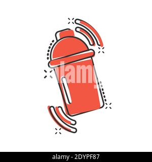 Shaker cocktail icon in comic style. Alcohol bottle cartoon vector illustration on white isolated background. Bar drink splash effect business concept Stock Vector