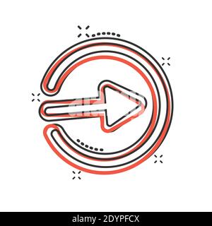 Login icon in comic style. Arrow access cartoon vector illustration on white isolated background. Door entry splash effect business concept. Stock Vector