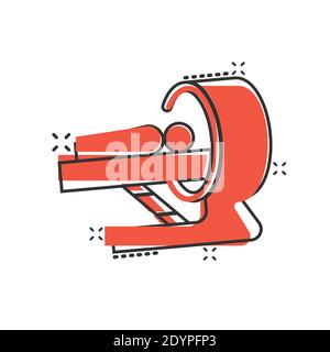 Radiology icon in comic style. Tomography cartoon vector illustration on white isolated background. Mri scanner splash effect business concept. Stock Vector