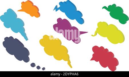 Speech bubble isometric icons set. Communication, Chat, dialog, conversation icon symbols vector eps. 10 Stock Vector