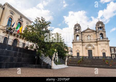 Cathedral of Saint Mary of Provvidence in Zafferana Etnea, Italy Stock Photo