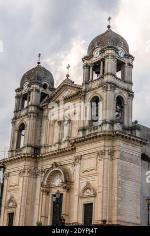 Cathedral of Saint Mary of Provvidence in Zafferana Etnea, Italy Stock Photo