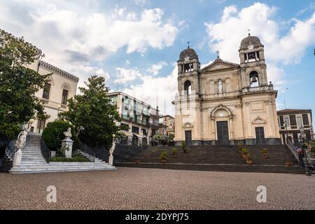 Cathedral of Saint Mary of Provvidence in Zafferana Etnea, Italy Stock Photo