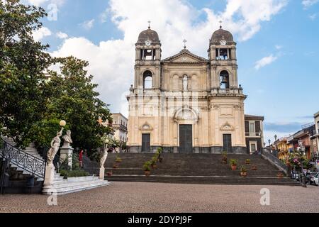 Cathedral of Saint Mary of Provvidence in Zafferana Etnea, Italy Stock Photo