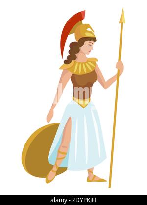 Olympic goddess Athena Pallada with shild Stock Vector