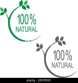 100 % icon, natural, vegan,  organic, anniversary,label design illustration template Stock Vector