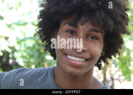 A young man is smiling Stock Photo