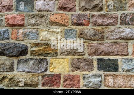 Multi Colored Brick Wall for Background. Stock Photo