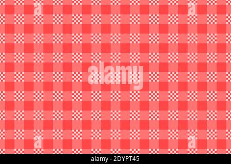 Red checkered seamless pattern. Fabric texture surface design. Flat cell kitchen abstract border. Vector stock repeat texture background Stock Vector