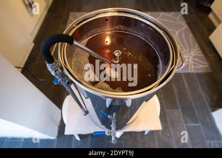 Everyday more and more people brew at home, using various equipment Stock Photo