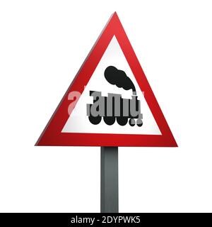 Level Crossing Without Barrier Road Sign On White Background Stock Photo Alamy