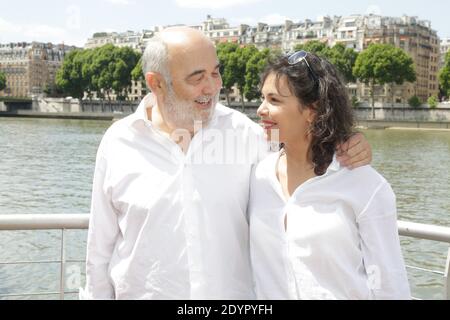 Gerard Jugnot and his wife Saida Jawad attending 'Brunch Blanc' hosted by Groupe Barriere for Sodexho with a cruise in Paris, France on June 26, 2013. Photo by Jerome Domine/ABACAPRESS.COM Stock Photo