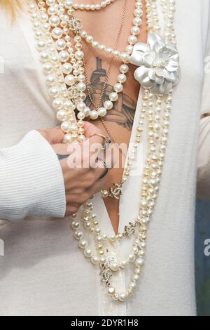 Rihanna posing at Chanel photocall at the Grand Palais in Paris, France on July 2nd, 2013, as part of the Paris Fashion Week Haute-Couture Fall-Winter 2013-2014. Photo by Christophe Guibbaud/ABACAPRESS.COM Stock Photo