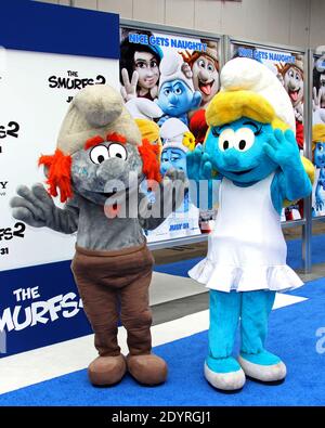 Smurf / Atmosphere, Columbia Pictures premiere for The Smurfs 2 at the Regency Village Theatre in Los Angeles, CA, USA, July 28, 2013. (Pictured: Smurf / Atmosphere). Photo by Baxter/ABACAPRESS.COM Stock Photo