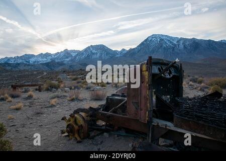 This is an old mining site, close to Buttermilk Road in the hills above Bishop, Inyo County, CA, USA. Stock Photo