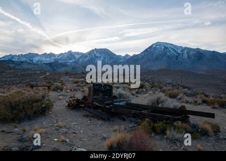 This is an old mining site, close to Buttermilk Road in the hills above Bishop, Inyo County, CA, USA. Stock Photo