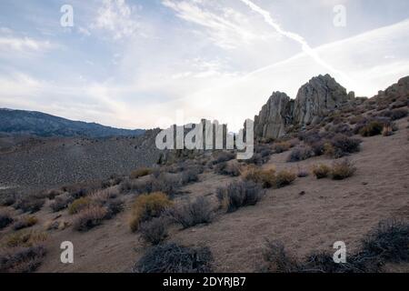 This is an old mining site, close to Buttermilk Road in the hills above Bishop, Inyo County, CA, USA. Stock Photo