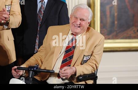 Miami Dolphins coach Don Shula is congratulated at the finish of the  perfect season on Dec. 16, 1972 against the Baltimore Colts. (Photo by  Miami Herald file photo/TNS/Sipa USA Stock Photo 