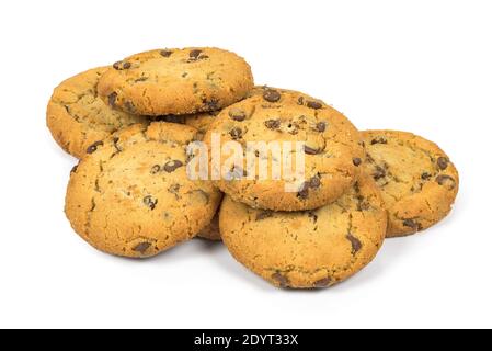 Chocolate chips cookies isolated on white background with clipping path Stock Photo