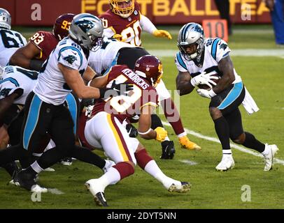 Landover, United States. 27th Dec, 2020. Carolina Panthers running back Mike Davis (28) runs against the Washington Football Team in the second quarter at FedEx Field in Landover, Maryland on Sunday, December 27, 2020. Photo by Kevin Dietsch/UPI Credit: UPI/Alamy Live News Stock Photo