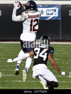 Jacksonville, FL, USA. 27th Dec, 2020. Chicago Bears quarterback Mitchell  Trubisky (10) during 1st half NFL football game between the Chicago Bears  and the Jacksonville Jaguars at TIAA Bank Field in Jacksonville