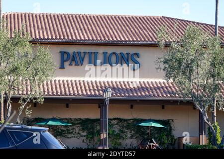 Pavilions grocery storefront Exterior sign and logo  in Irvine California , USA Stock Photo