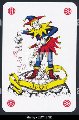 Playing cards of Joker suit isolated on black background - High quality XXL. Stock Photo