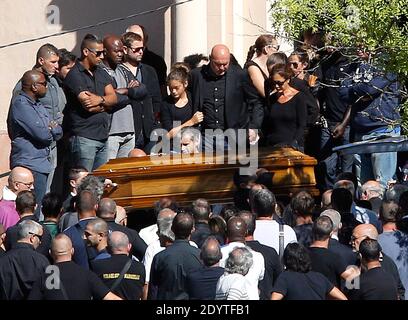 No Web No Apps Until September 24, 2013 - Jose Anigo and family attending the Funeral servive of his son Adrien Anigo in Aubagne, France on septembre 9, 2013. Photo by ABACAPRESS.COM Stock Photo