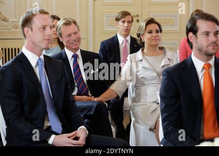 Grand Duke Henri, Grand Duchess Maria Teresa during Felix Of Luxembourg and Claire Lademacher civil wedding in Koenigstein, Germany, 17 September 2013. The church wedding will take place in France on 21 September 2013. Photo by Guy Wolff/Grand-Ducal Court/ABACAPRESS.COM Stock Photo