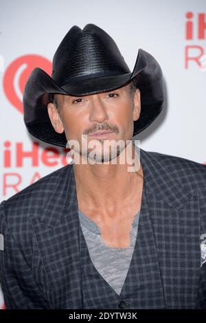 Tim McGraw poses in the press room of the 2013 iHeartRadio Music Festival at the MGM Grand Arena in Las Vegas, NV, USA, on September 21, 2013. Photo by Lionel Hahn/ABACAPRESS.COM Stock Photo