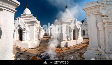 Interior of Kuthodaw Pagoda, Mandalay, Myanmar. Stock Photo