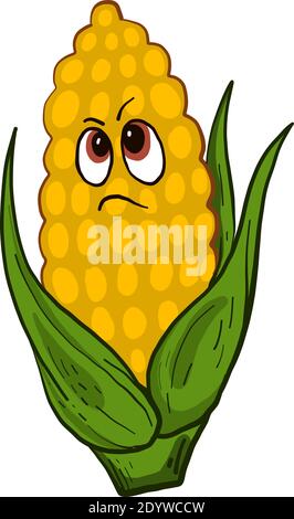 Angry corn, illustration, vector on a white background. Stock Vector