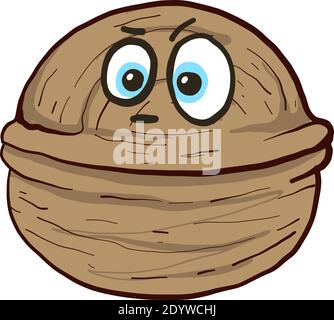 Angry walnut, illustration, vector on a white background. Stock Vector