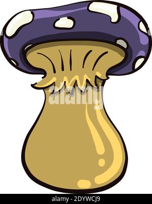Big purple mushroom, illustration, vector on a white background. Stock Vector