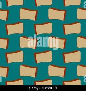 Fresh bread,seamless pattern on mint green background. Stock Vector