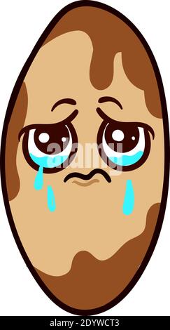 Sad nut, illustration, vector on a white background. Stock Vector