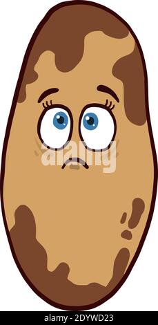 Sad nut, illustration, vector on a white background. Stock Vector