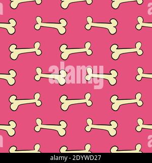 Small bones,seamless pattern on dark pink background. Stock Vector