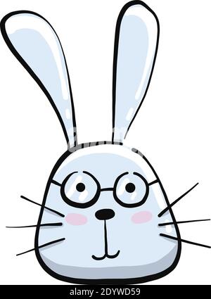 Bunny witth glasses, illustration, vector on a white background. Stock Vector