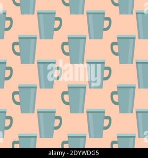 Blue coffee cups,seamless pattern on light pink background. Stock Vector