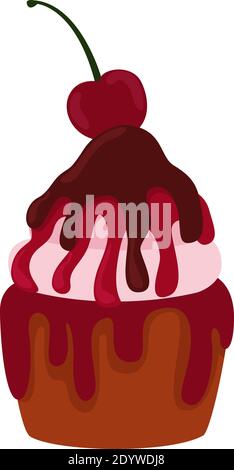 Red velvet cake, illustration, vector on a white background. Stock Vector
